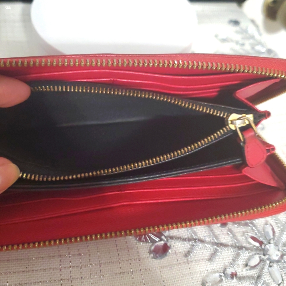 LOEWE Zip Around Long Wallet Pink/Red Anagram Leather Wallet - Picture 10 of 15